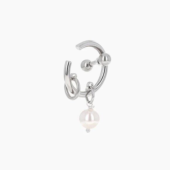 Justine Clenquet silver tone pearl hoop ear cuff - Picture 5 of 5